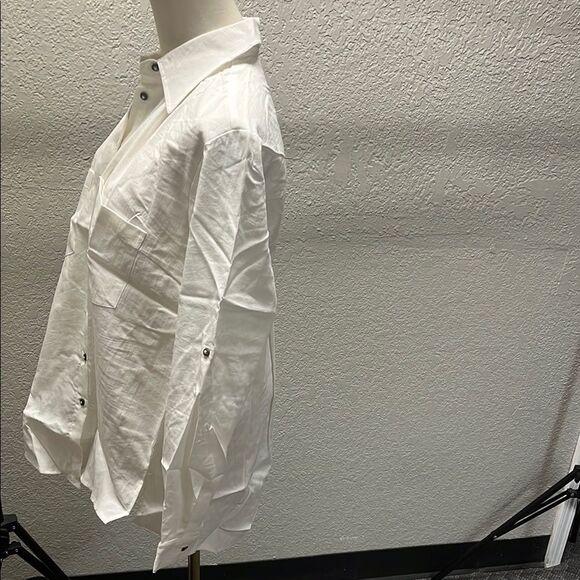 Men's White Casual Button Down Shirt - Picture 4 of 4